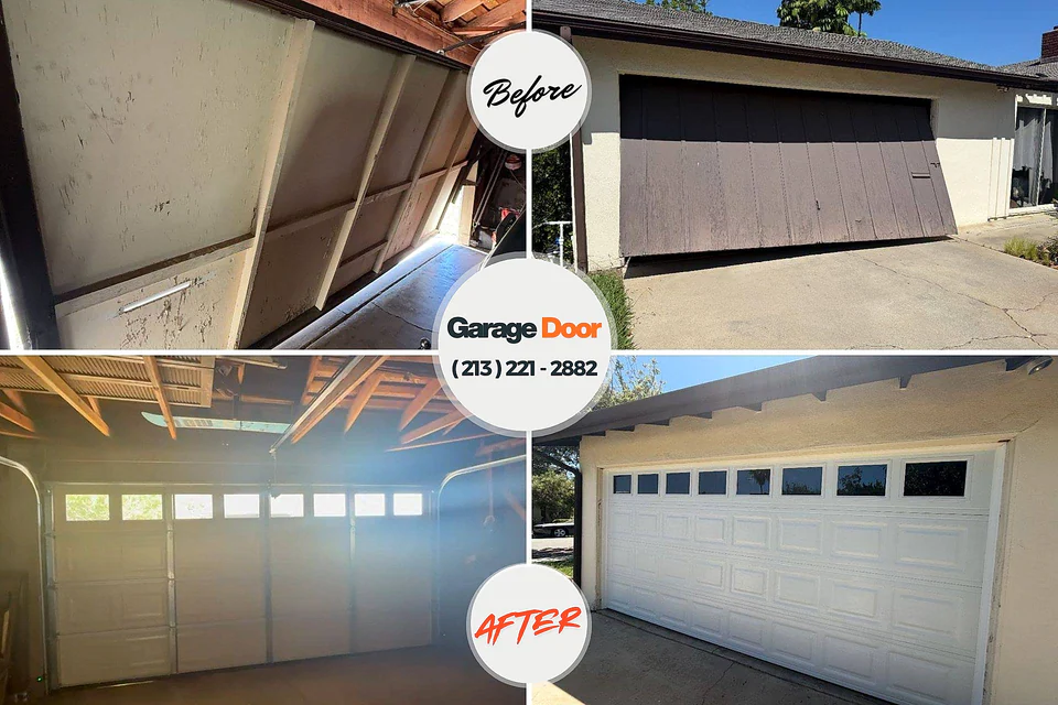Before and after: garage door repair Sheridan, IL